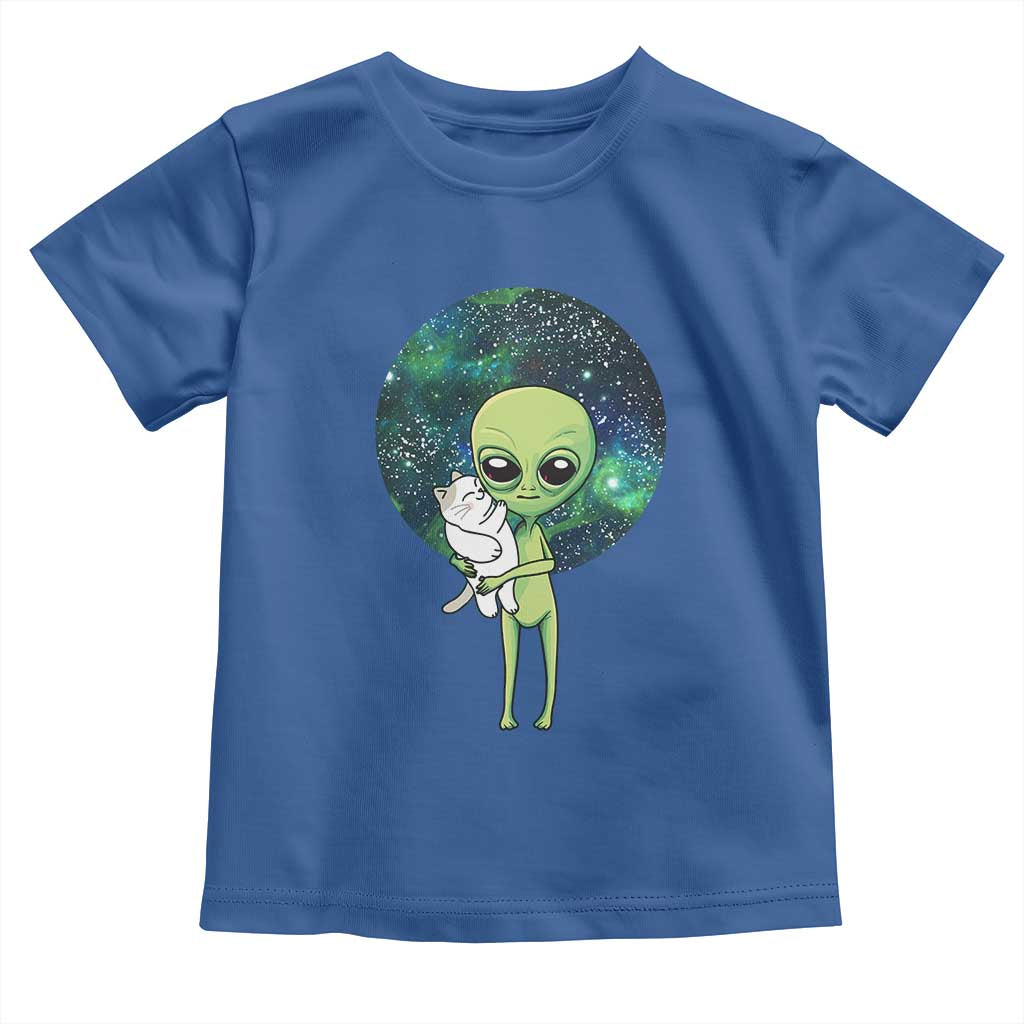 Cute Alien Hugs Cat Toddler T Shirt TS09 Royal Blue Print Your Wear