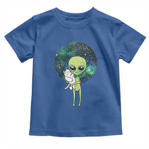 Cute Alien Hugs Cat Toddler T Shirt TS09 Royal Blue Print Your Wear