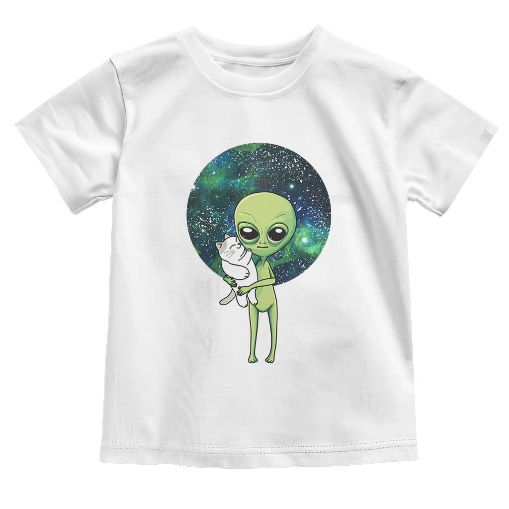 Cute Alien Hugs Cat Toddler T Shirt TS09 White Print Your Wear