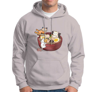 Cat With Ramen Hoodie Cute Cats Eat Ramen Japanese Noodle TS09 Ice Gray Print Your Wear