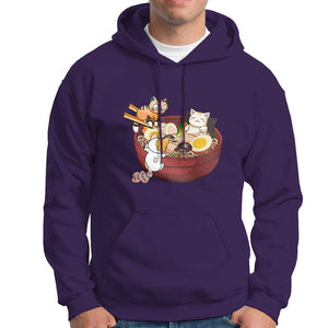 Cat With Ramen Hoodie Cute Cats Eat Ramen Japanese Noodle TS09 Purple Print Your Wear