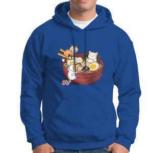 Cat With Ramen Hoodie Cute Cats Eat Ramen Japanese Noodle TS09 Royal Blue Print Your Wear