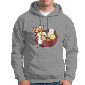 Cat With Ramen Hoodie Cute Cats Eat Ramen Japanese Noodle TS09 Sport Gray Print Your Wear