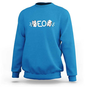 Cat Lover Sweatshirt Just Meow Meoow All Day TS09 Sapphire Print Your Wear
