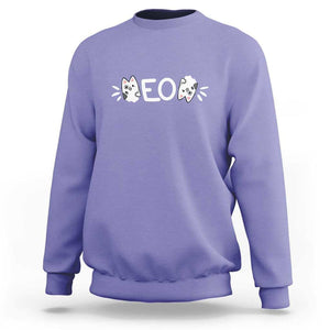 Cat Lover Sweatshirt Just Meow Meoow All Day TS09 Violet Print Your Wear