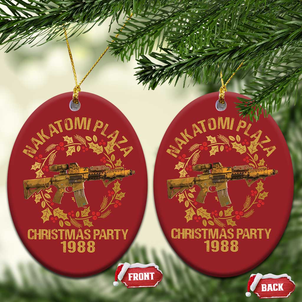 Nakatomi Plaza Christmas Party Christmas Ornament American Patriotic Gold Holly Wreath Machine Gun TS09 Oval Red Print Your Wear