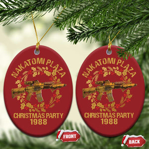 Nakatomi Plaza Christmas Party Christmas Ornament American Patriotic Gold Holly Wreath Machine Gun TS09 Oval Red Print Your Wear