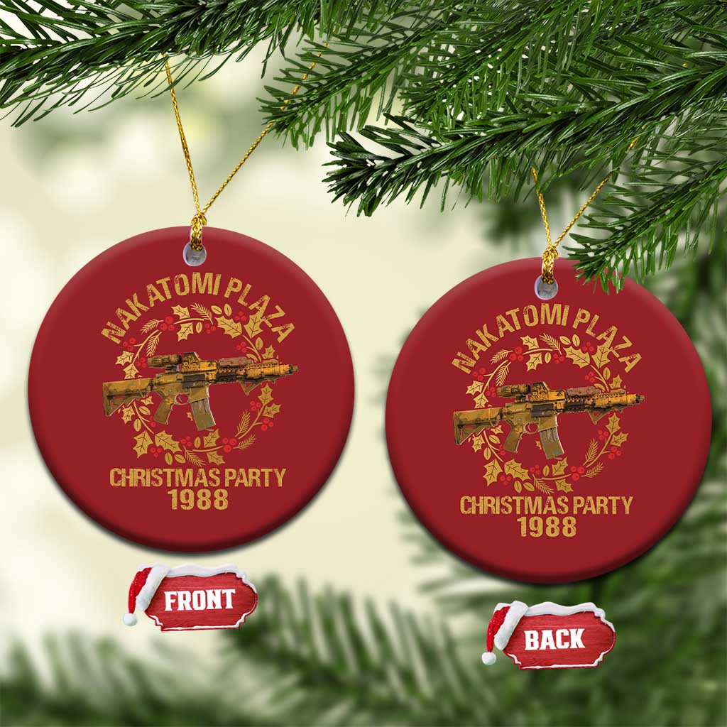 Nakatomi Plaza Christmas Party Christmas Ornament American Patriotic Gold Holly Wreath Machine Gun TS09 Circle Red Print Your Wear