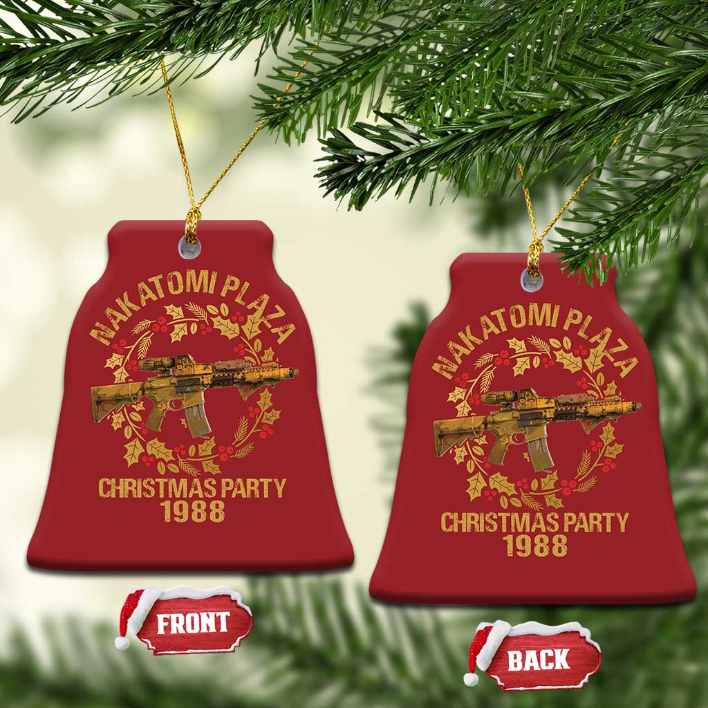 Nakatomi Plaza Christmas Party Christmas Ornament American Patriotic Gold Holly Wreath Machine Gun TS09 Bell Flake Red Print Your Wear