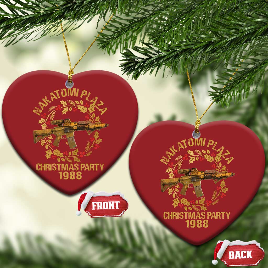 Nakatomi Plaza Christmas Party Christmas Ornament American Patriotic Gold Holly Wreath Machine Gun TS09 Heart Red Print Your Wear