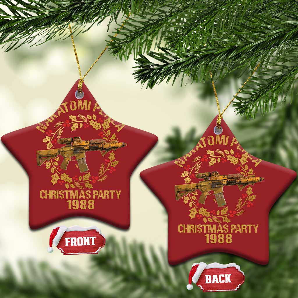 Nakatomi Plaza Christmas Party Christmas Ornament American Patriotic Gold Holly Wreath Machine Gun TS09 Star Red Print Your Wear