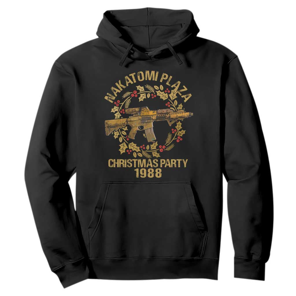 Nakatomi Plaza Christmas Party Hoodie American Patriotic Gold Holly Wreath Machine Gun TS09 Black Print Your Wear