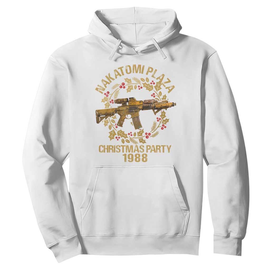 Nakatomi Plaza Christmas Party Hoodie American Patriotic Gold Holly Wreath Machine Gun TS09 White Print Your Wear