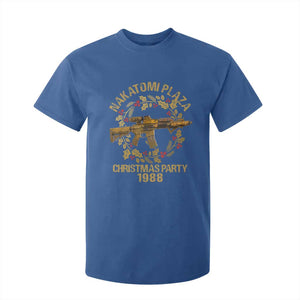 Nakatomi Plaza Christmas Party T Shirt For Kid American Patriotic Gold Holly Wreath Machine Gun TS09 Royal Blue Print Your Wear