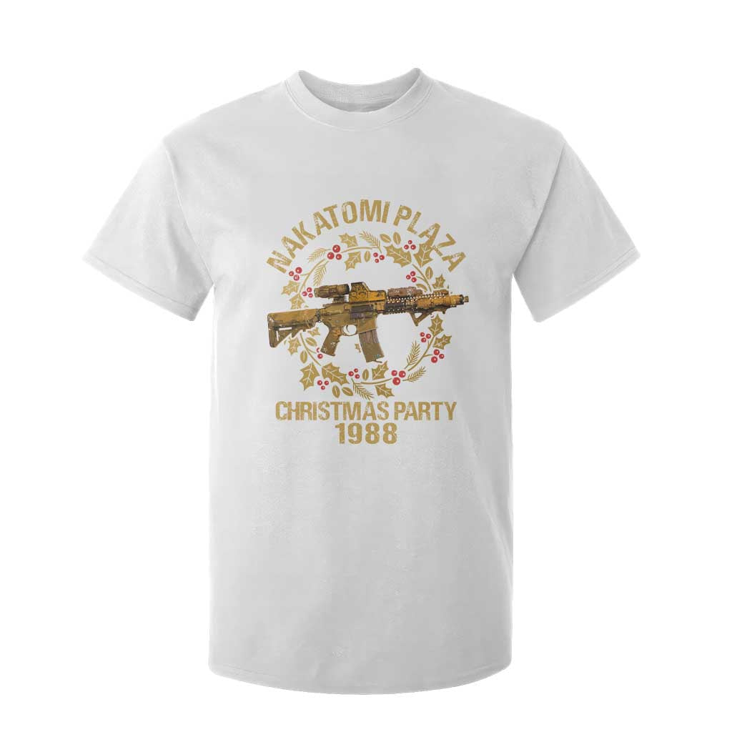 Nakatomi Plaza Christmas Party T Shirt For Kid American Patriotic Gold Holly Wreath Machine Gun TS09 White Print Your Wear