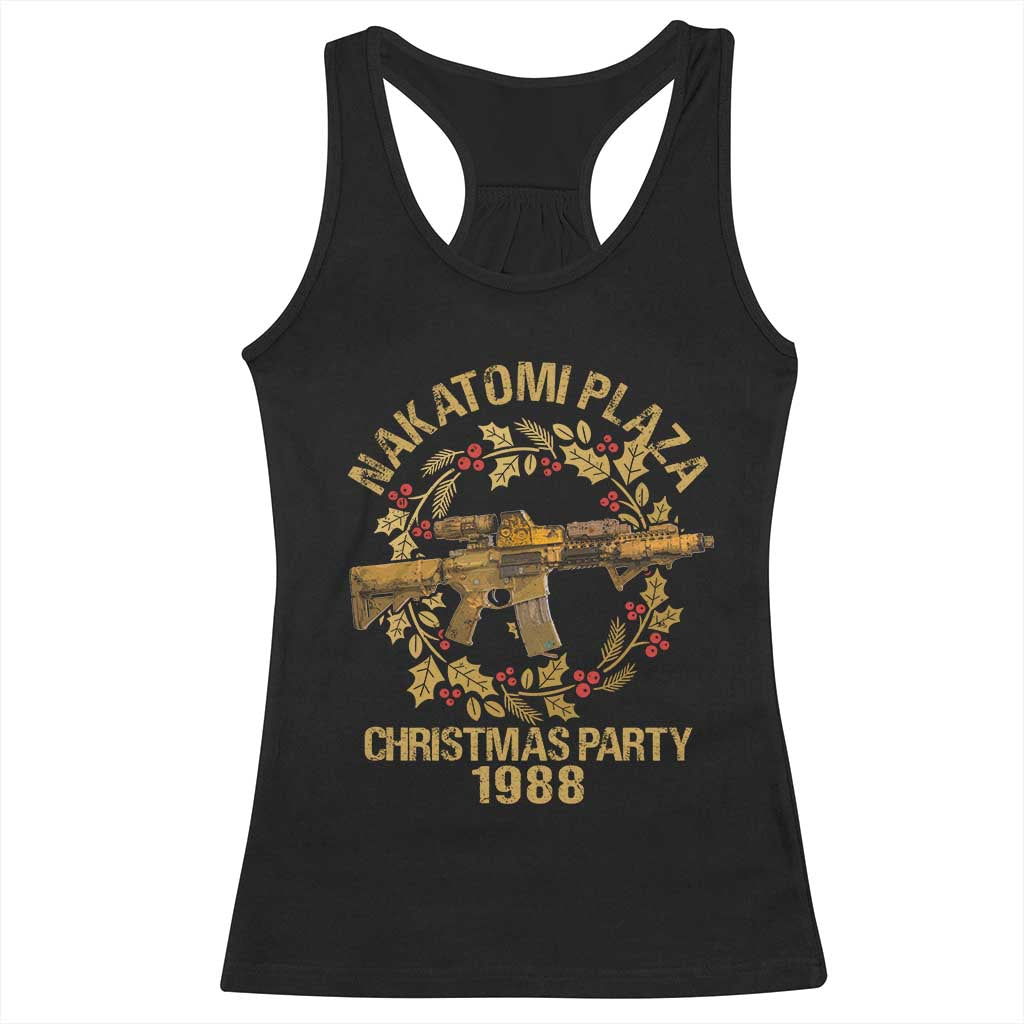 Nakatomi Plaza Christmas Party Racerback Tank Top American Patriotic Gold Holly Wreath Machine Gun TS09 Black Print Your Wear