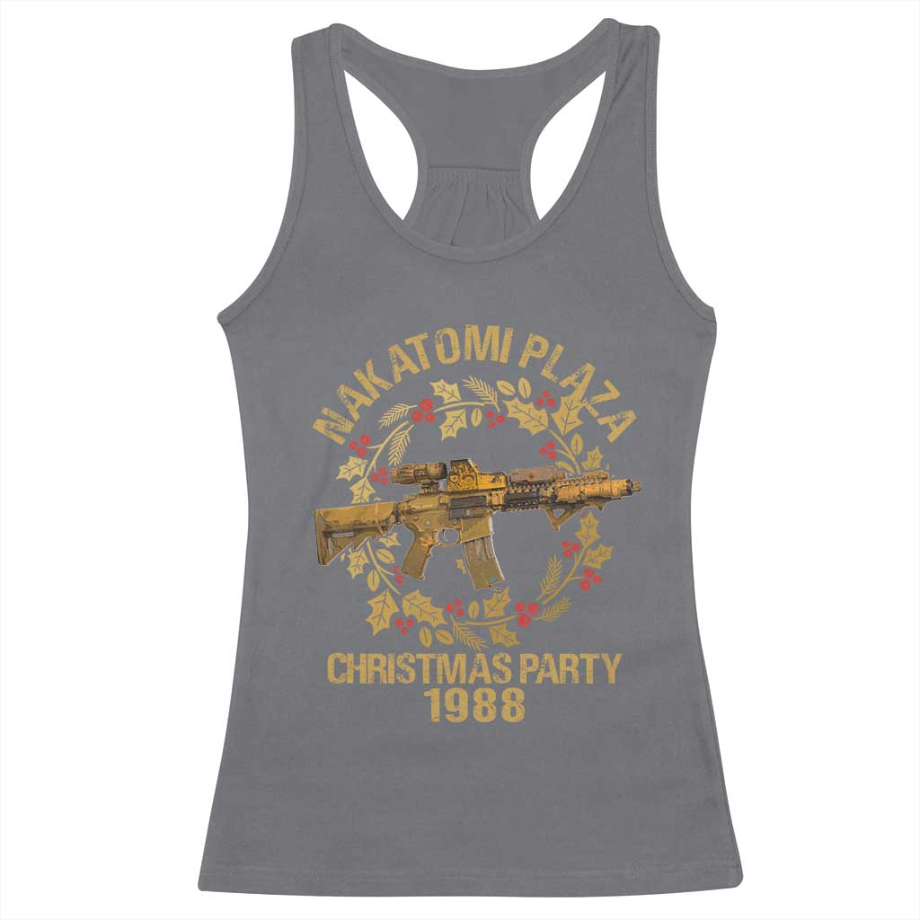 Nakatomi Plaza Christmas Party Racerback Tank Top American Patriotic Gold Holly Wreath Machine Gun TS09 Charcoal Print Your Wear