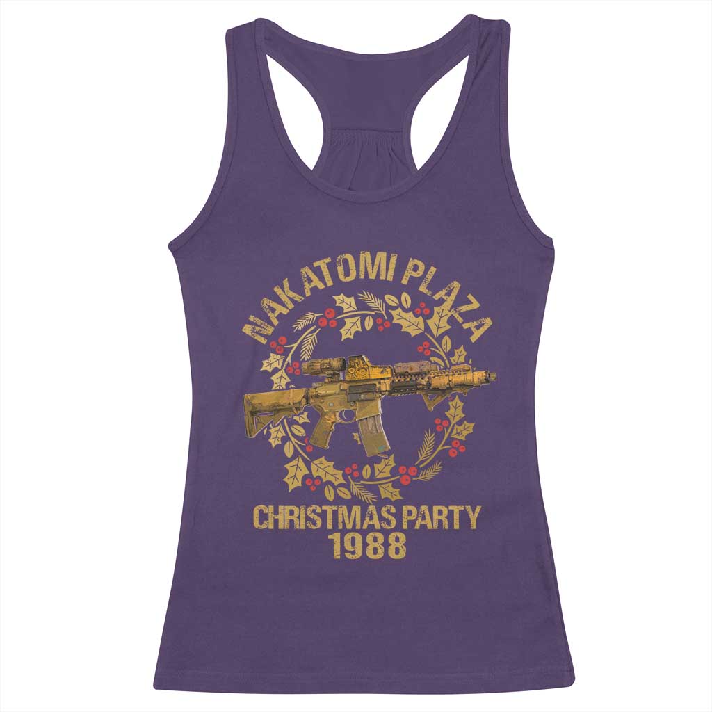 Nakatomi Plaza Christmas Party Racerback Tank Top American Patriotic Gold Holly Wreath Machine Gun TS09 Purple Print Your Wear