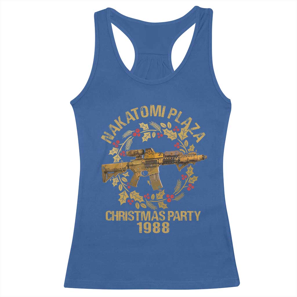 Nakatomi Plaza Christmas Party Racerback Tank Top American Patriotic Gold Holly Wreath Machine Gun TS09 Royal Blue Print Your Wear