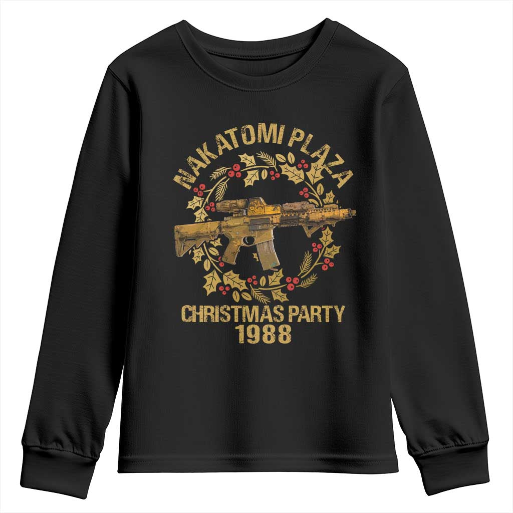 Nakatomi Plaza Christmas Party Youth Sweatshirt American Patriotic Gold Holly Wreath Machine Gun TS09 Black Print Your Wear