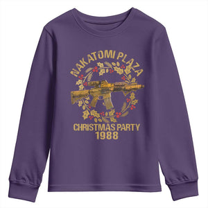 Nakatomi Plaza Christmas Party Youth Sweatshirt American Patriotic Gold Holly Wreath Machine Gun TS09 Purple Print Your Wear