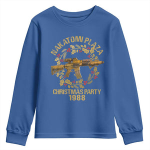 Nakatomi Plaza Christmas Party Youth Sweatshirt American Patriotic Gold Holly Wreath Machine Gun TS09 Royal Blue Print Your Wear