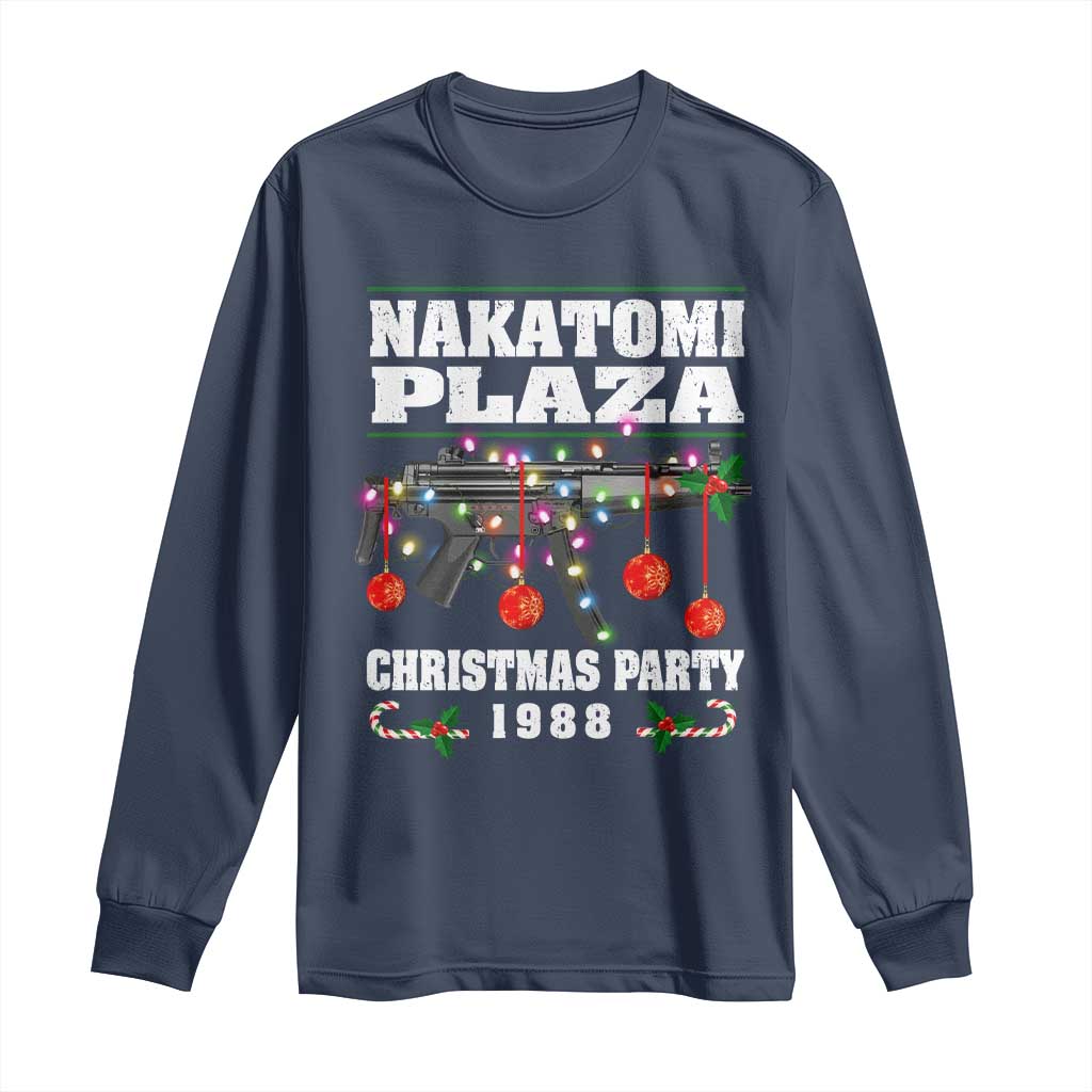 Christmas Nakatomi Plaza 1988 Long Sleeve Shirt Christmas Lights Machine Gun TS09 Navy Print Your Wear