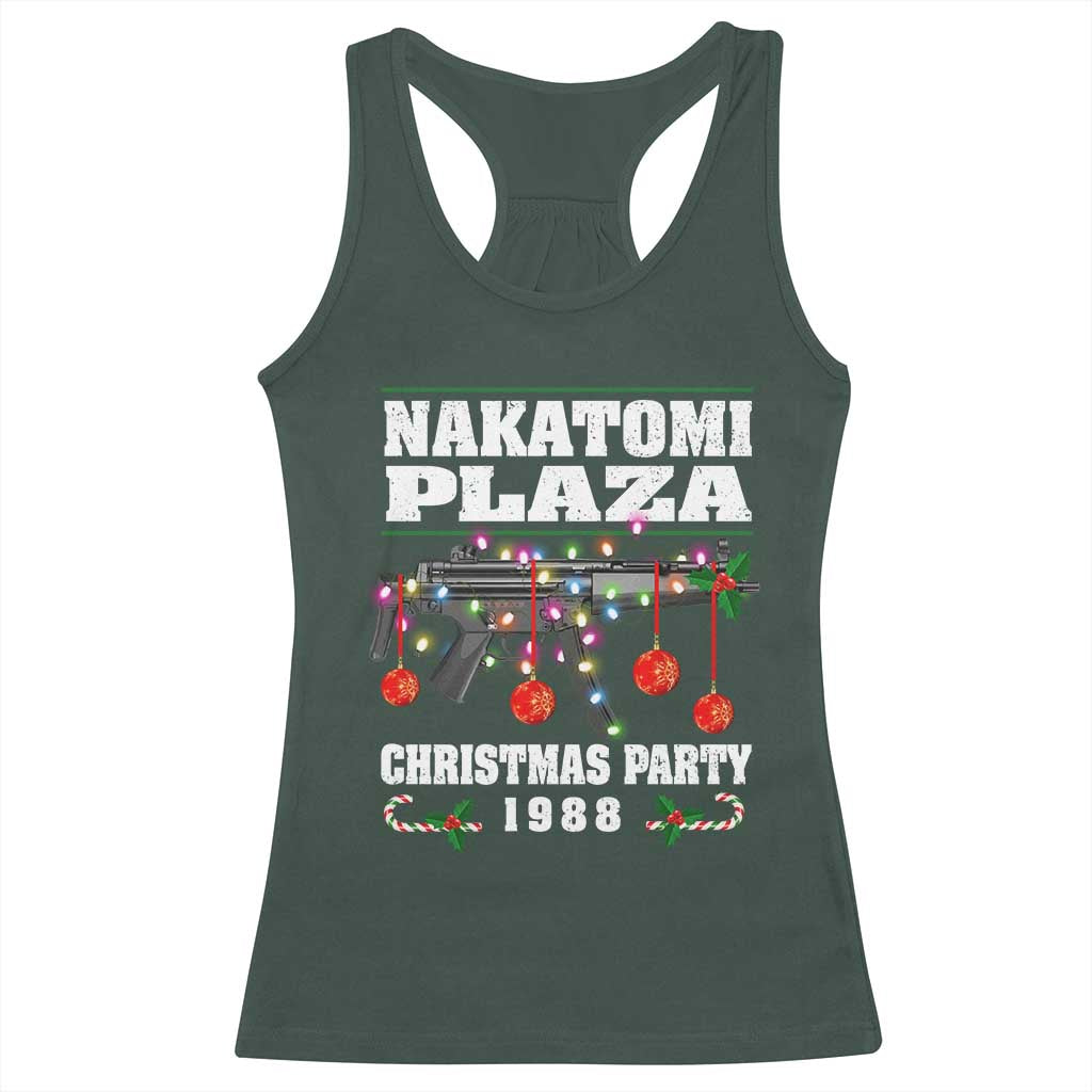 Christmas Nakatomi Plaza 1988 Racerback Tank Top Christmas Lights Machine Gun TS09 Dark Forest Green Print Your Wear