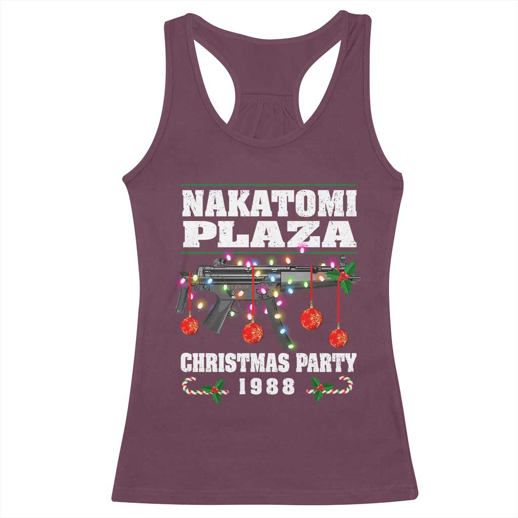 Christmas Nakatomi Plaza 1988 Racerback Tank Top Christmas Lights Machine Gun TS09 Maroon Print Your Wear