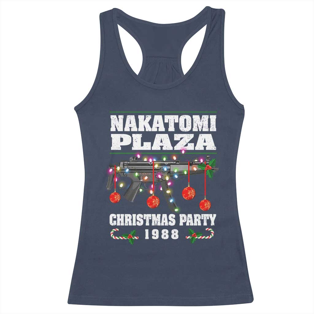Christmas Nakatomi Plaza 1988 Racerback Tank Top Christmas Lights Machine Gun TS09 Navy Print Your Wear