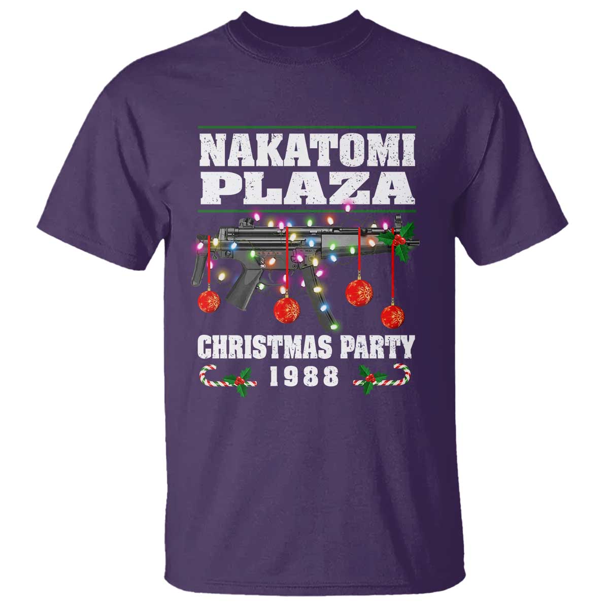 Christmas Nakatomi Plaza 1988 T Shirt Christmas Lights Machine Gun TS09 Purple Print Your Wear