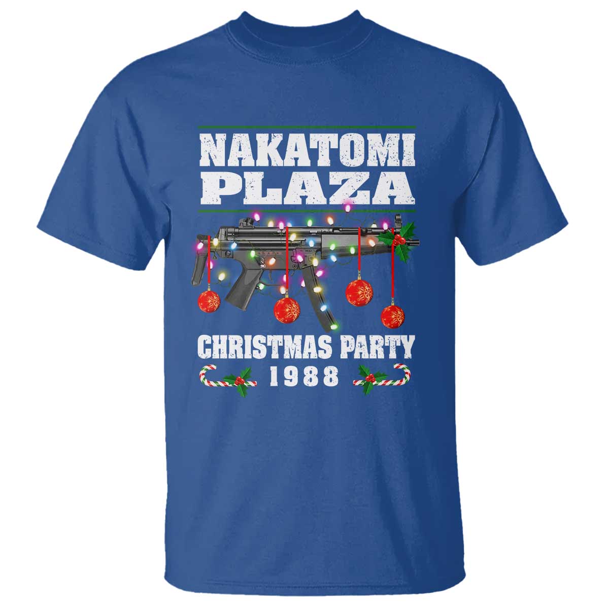 Christmas Nakatomi Plaza 1988 T Shirt Christmas Lights Machine Gun TS09 Royal Blue Print Your Wear