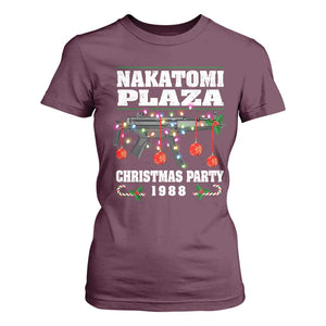Christmas Nakatomi Plaza 1988 T Shirt For Women Christmas Lights Machine Gun TS09 Maroon Print Your Wear
