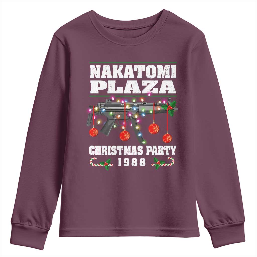 Christmas Nakatomi Plaza 1988 Youth Sweatshirt Christmas Lights Machine Gun TS09 Maroon Print Your Wear