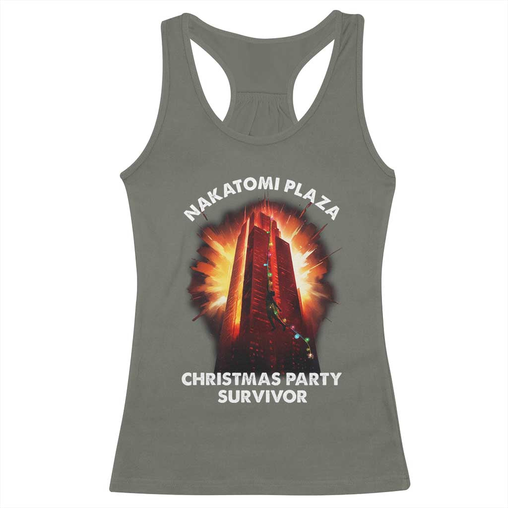 Nakatomi Plaza Christmas Party Survivor Racerback Tank Top TS09 Military Green Print Your Wear