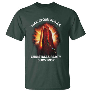 Nakatomi Plaza Christmas Party Survivor T Shirt TS09 Dark Forest Green Print Your Wear