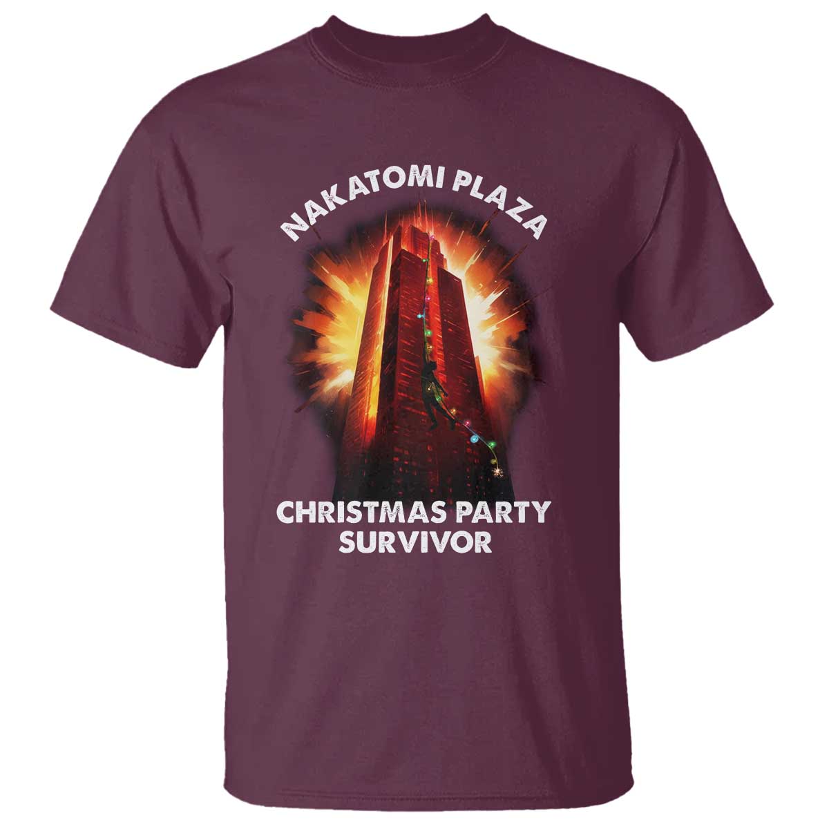 Nakatomi Plaza Christmas Party Survivor T Shirt TS09 Maroon Print Your Wear