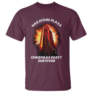 Nakatomi Plaza Christmas Party Survivor T Shirt TS09 Maroon Print Your Wear