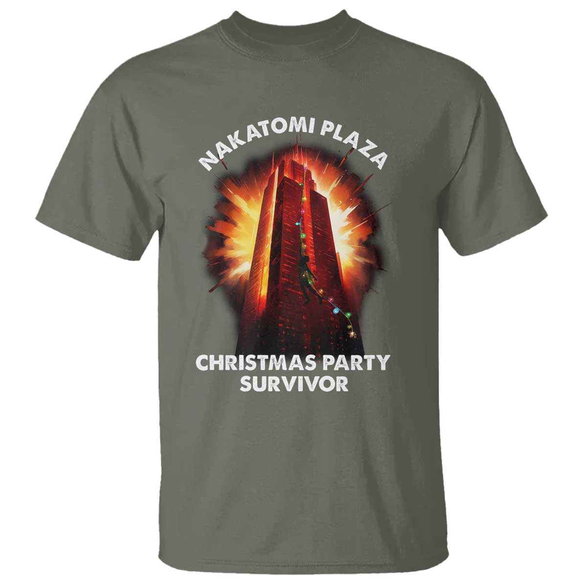 Nakatomi Plaza Christmas Party Survivor T Shirt TS09 Military Green Print Your Wear