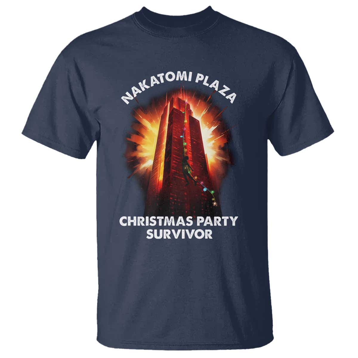 Nakatomi Plaza Christmas Party Survivor T Shirt TS09 Navy Print Your Wear