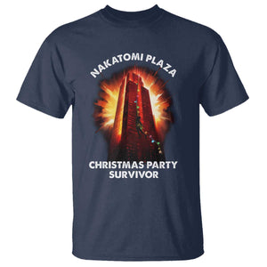 Nakatomi Plaza Christmas Party Survivor T Shirt TS09 Navy Print Your Wear