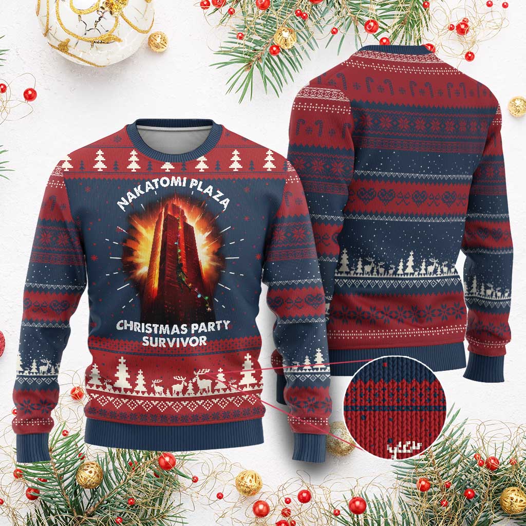 Nakatomi Plaza Christmas Party Survivor Ugly Christmas Sweater TS09 Burgundy Print Your Wear