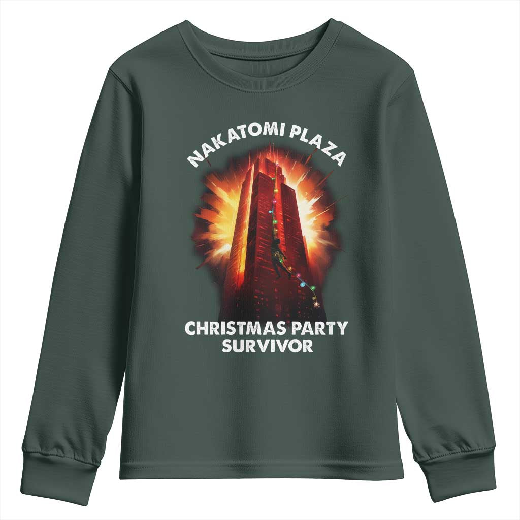 Nakatomi Plaza Christmas Party Survivor Youth Sweatshirt TS09 Dark Forest Green Print Your Wear