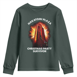 Nakatomi Plaza Christmas Party Survivor Youth Sweatshirt TS09 Dark Forest Green Print Your Wear