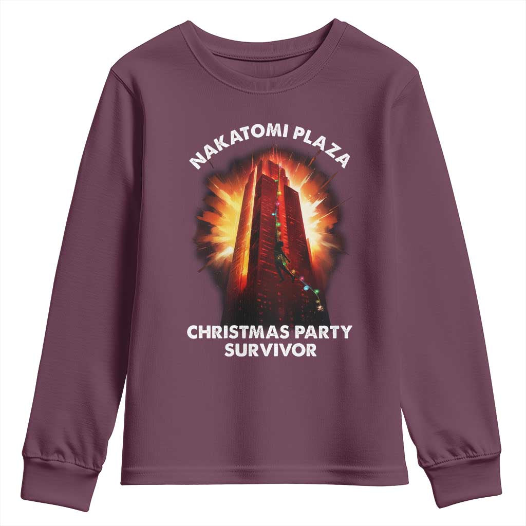 Nakatomi Plaza Christmas Party Survivor Youth Sweatshirt TS09 Maroon Print Your Wear