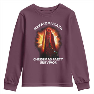 Nakatomi Plaza Christmas Party Survivor Youth Sweatshirt TS09 Maroon Print Your Wear