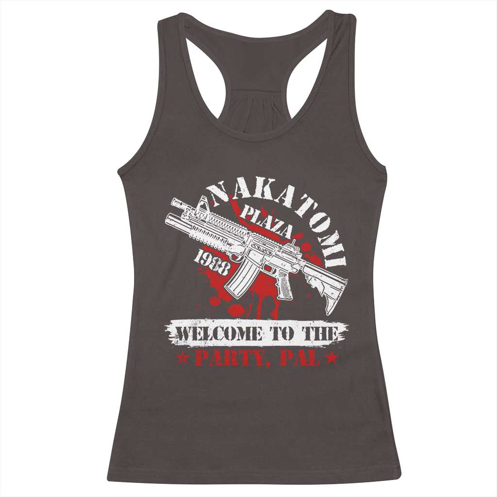 Christmas Nakatomi Plaza 1988 Racerback Tank Top Welcome To The Party Pal TS09 Dark Chocolate Print Your Wear