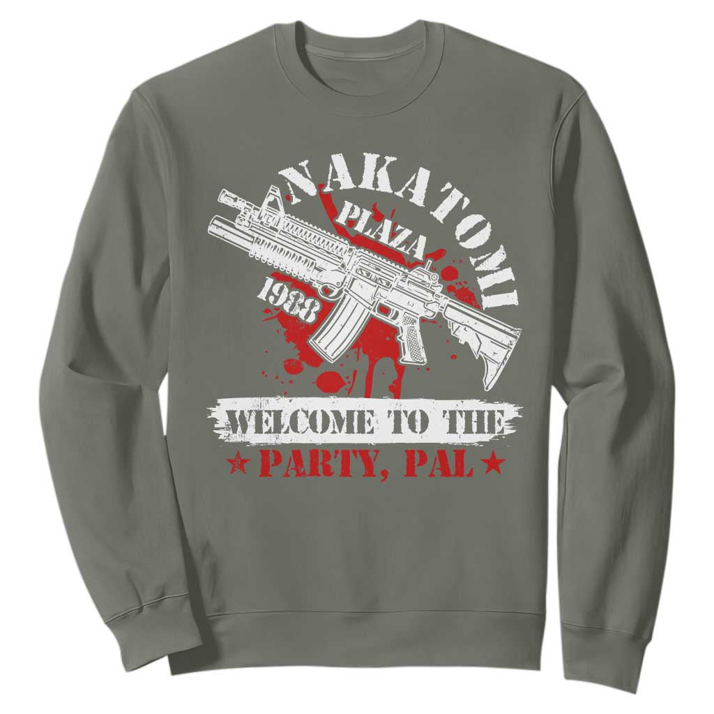 Christmas Nakatomi Plaza 1988 Sweatshirt Welcome To The Party Pal TS09 Military Green Print Your Wear