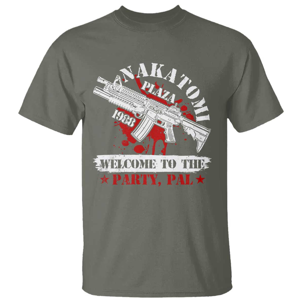 Christmas Nakatomi Plaza 1988 T Shirt Welcome To The Party Pal TS09 Military Green Print Your Wear