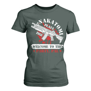 Christmas Nakatomi Plaza 1988 T Shirt For Women Welcome To The Party Pal TS09 Dark Forest Green Print Your Wear